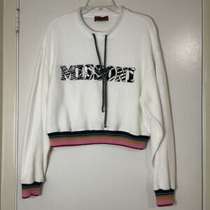 MISSONI cropped knit drawstring pullover sweatshirt size Medium